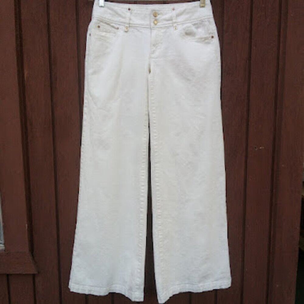 MICHAEL KORS | Ultra Low Rise Wide Leg Off White Pants Early 2000's Y2K Style 6